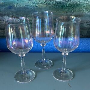 Pier 1 Iridescent Clear Wine Glasses - Set of 3